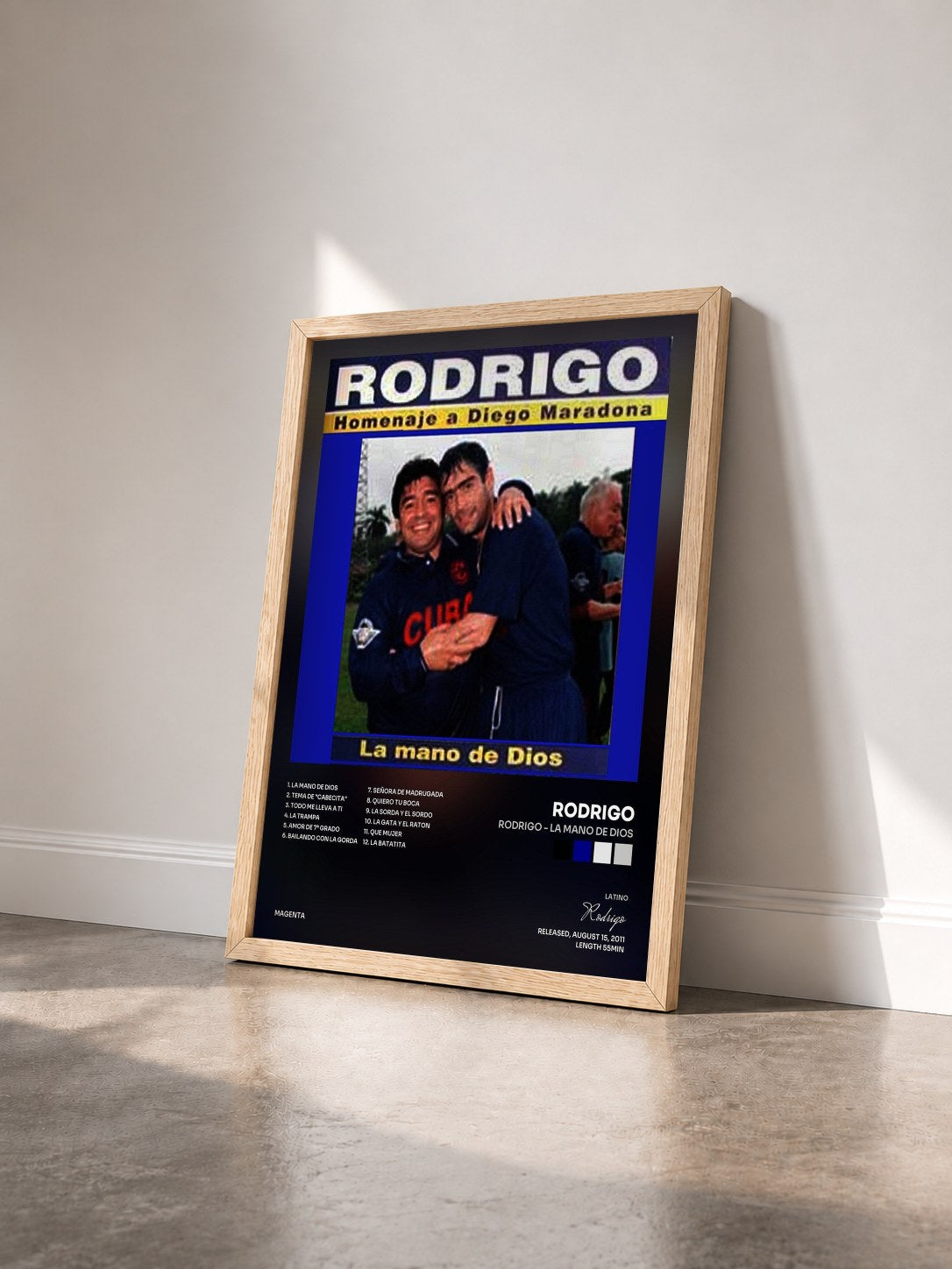 #bois Tableau de l'album Rodrigo - La mano de dios de Rodrigo vu de trois quarts, cadre en bois brut
