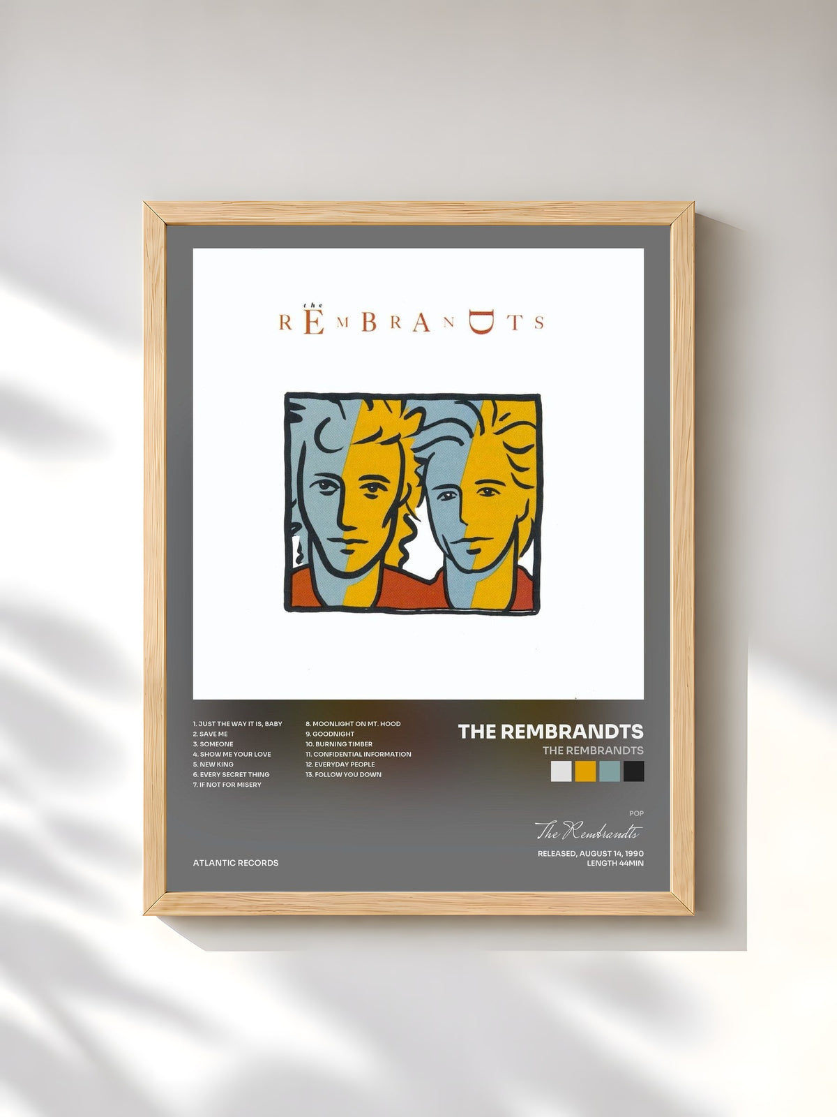 #bois Tableau de l'album The Rembrandts de The Rembrandts, cadre en bois brut, imprimé et encadré en France