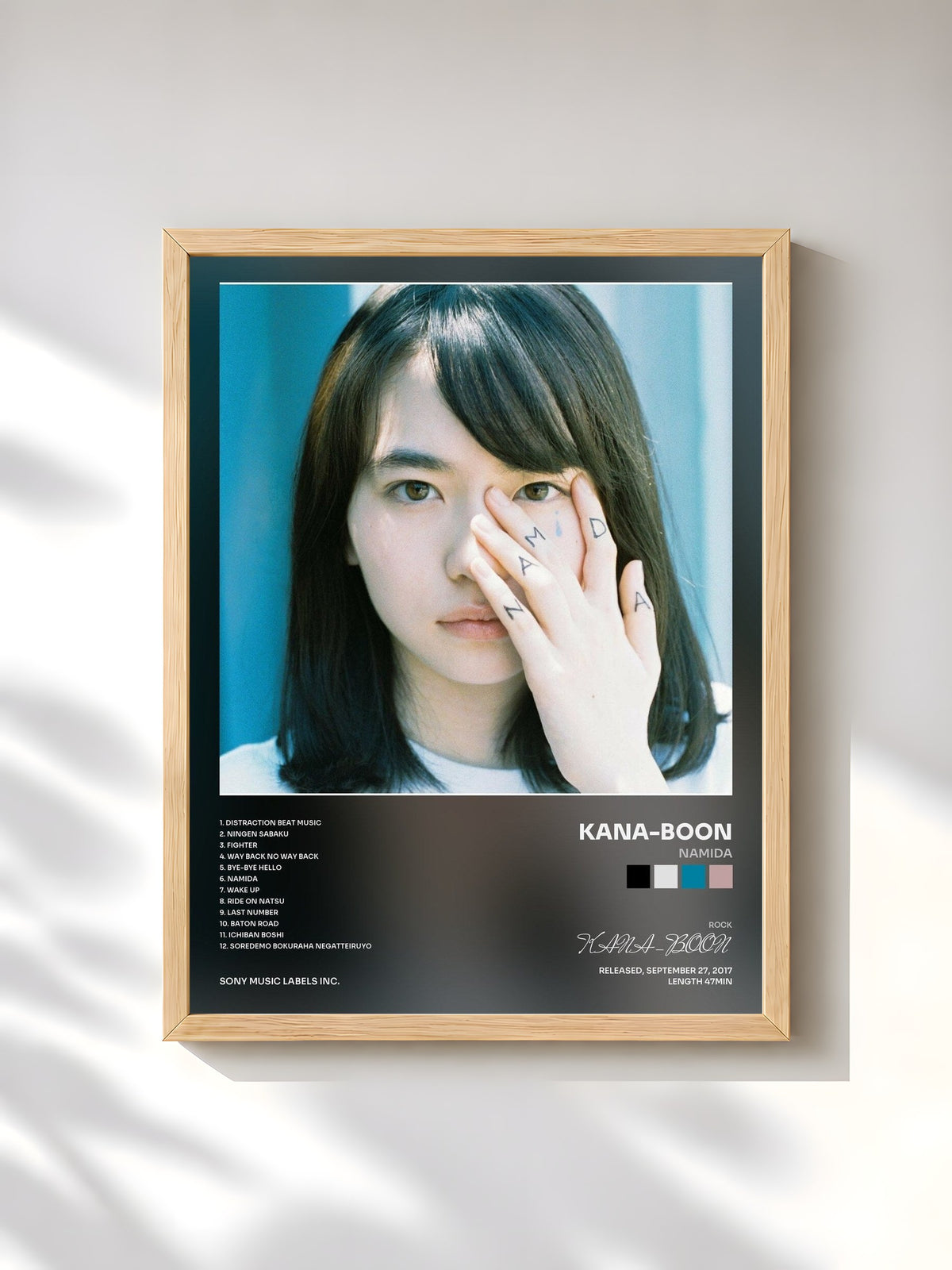 #bois Tableau de l'album NAMiDA de KANA-BOON, cadre en bois brut, imprimé et encadré en France