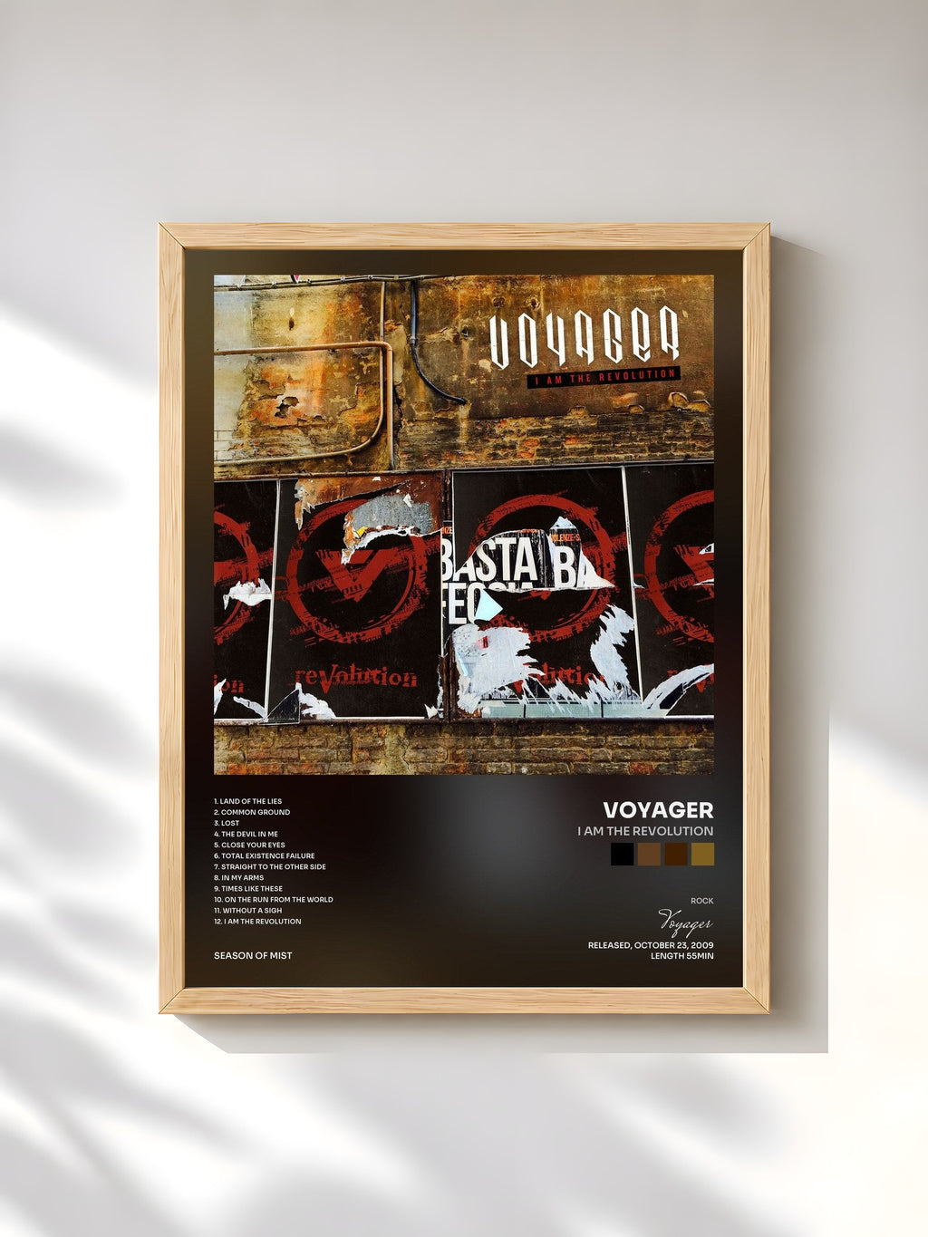 #bois Tableau de l'album I Am the Revolution de Voyager, cadre en bois brut, imprimé et encadré en France