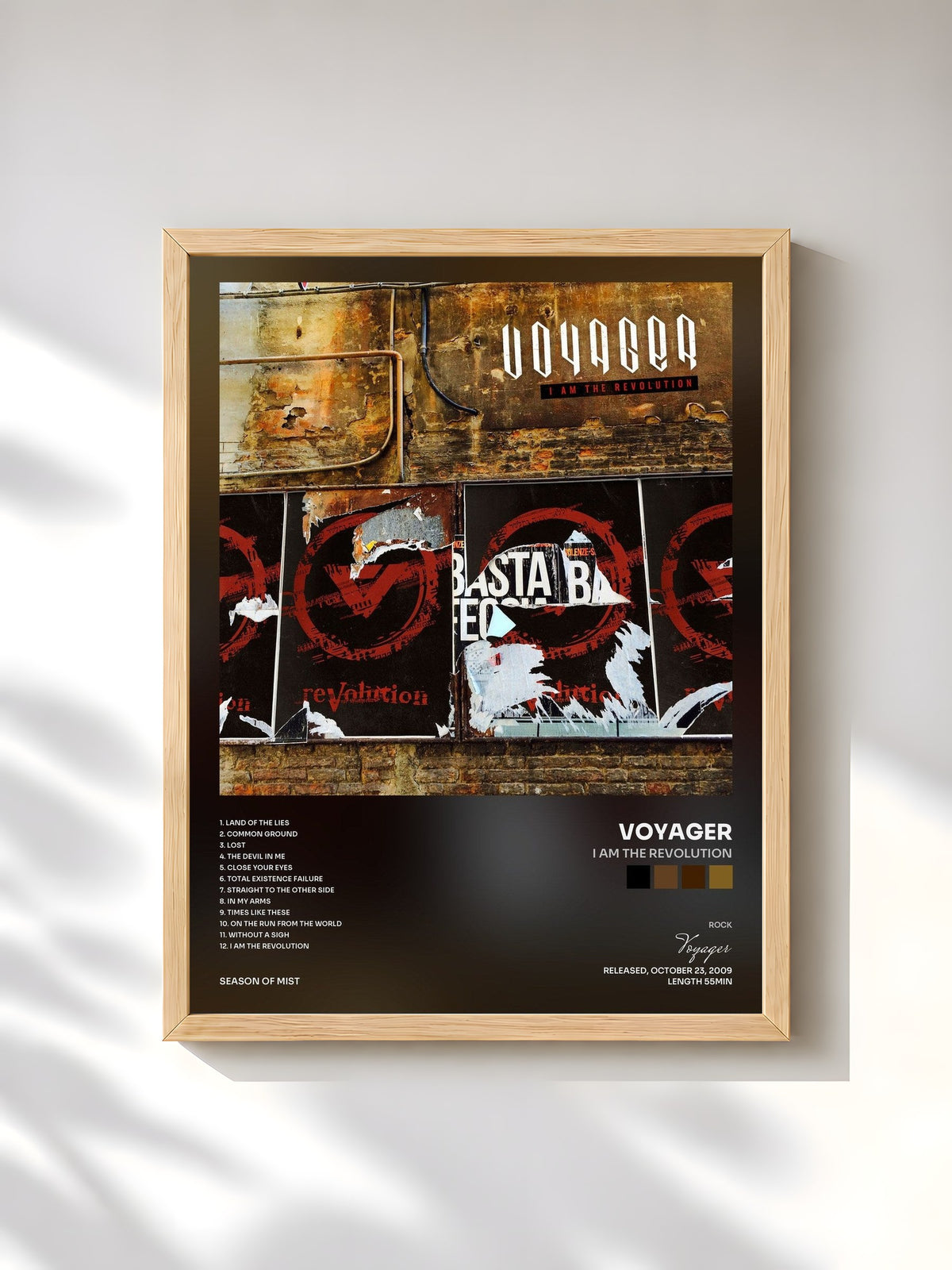 #bois Tableau de l'album I Am the Revolution de Voyager, cadre en bois brut, imprimé et encadré en France