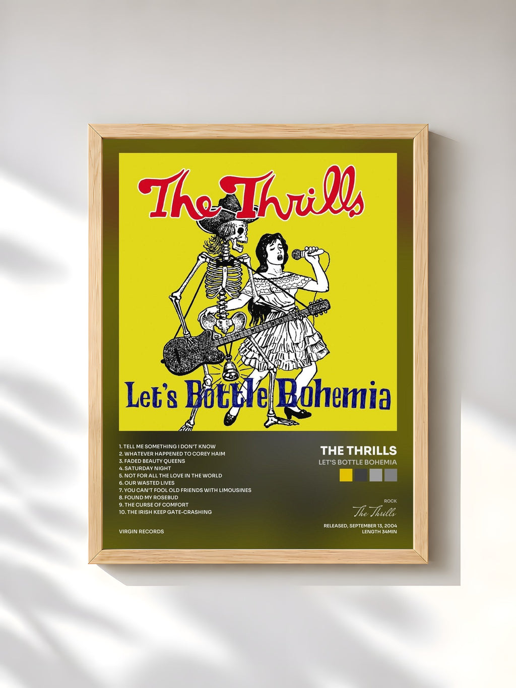 #bois Tableau de l'album Let's Bottle Bohemia de The Thrills, cadre en bois brut, imprimé et encadré en France