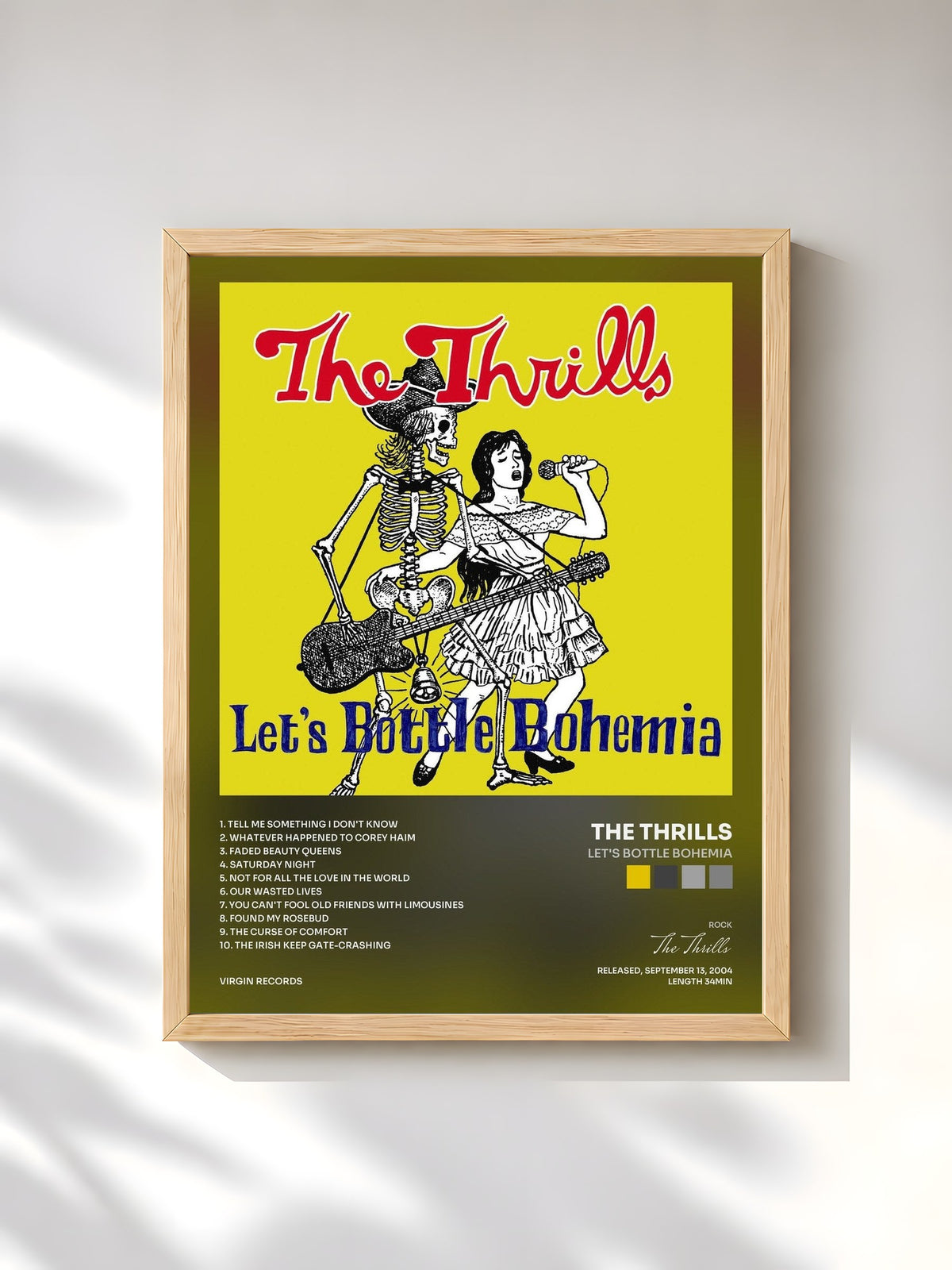 #bois Tableau de l'album Let's Bottle Bohemia de The Thrills, cadre en bois brut, imprimé et encadré en France
