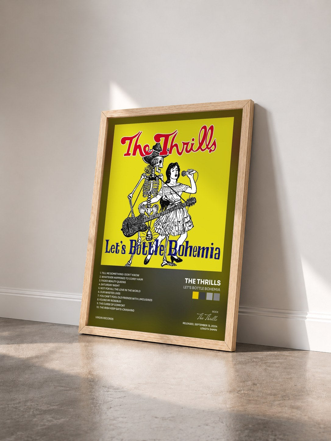 #bois Tableau de l'album Let's Bottle Bohemia de The Thrills vu de trois quarts, cadre en bois brut