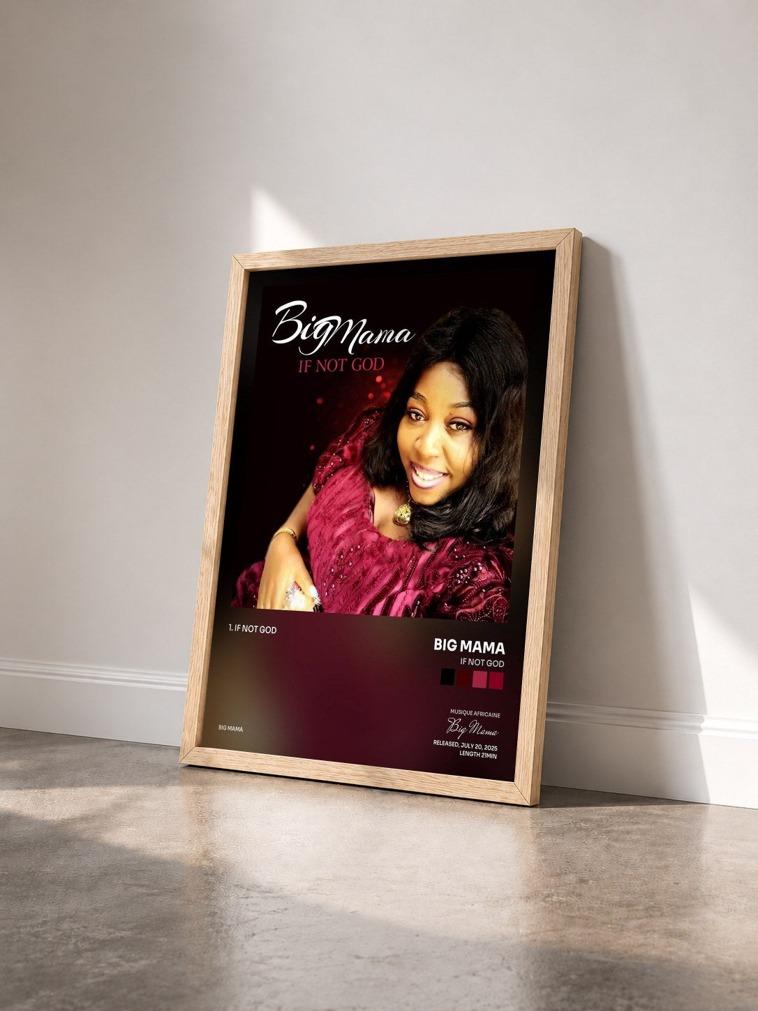 #bois Tableau de l'album If Not God de Big Mama vu de trois quarts, cadre en bois brut
