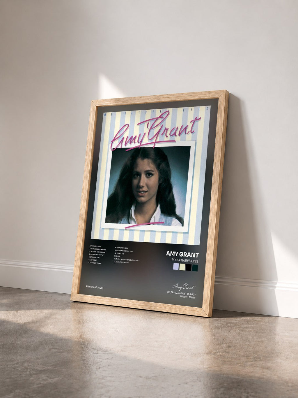 #bois Tableau de l'album My Father's Eyes de Amy Grant vu de trois quarts, cadre en bois brut