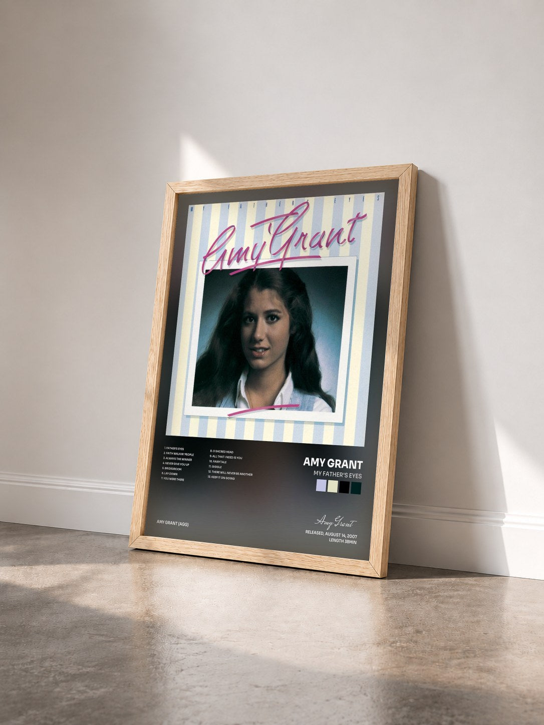 #bois Tableau de l'album My Father's Eyes de Amy Grant vu de trois quarts, cadre en bois brut