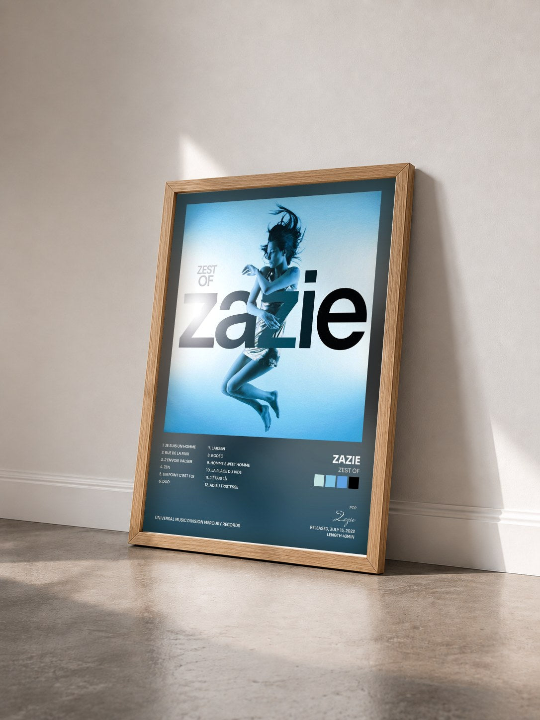 #bois Tableau de l'album Zest Of de Zazie vu de trois quarts, cadre en bois brut