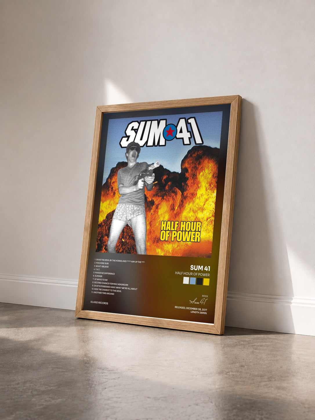 #bois Tableau de l'album Half Hour Of Power de Sum 41 vu de trois quarts, cadre en bois brut