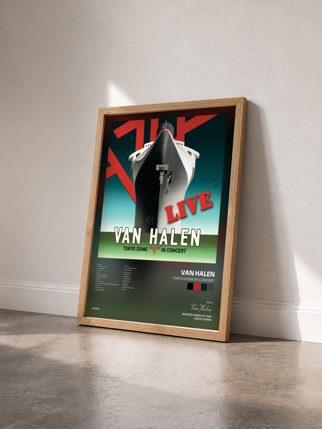 #bois Tableau de l'album Tokyo Dome in Concert de Van Halen vu de trois quarts, cadre en bois brut
