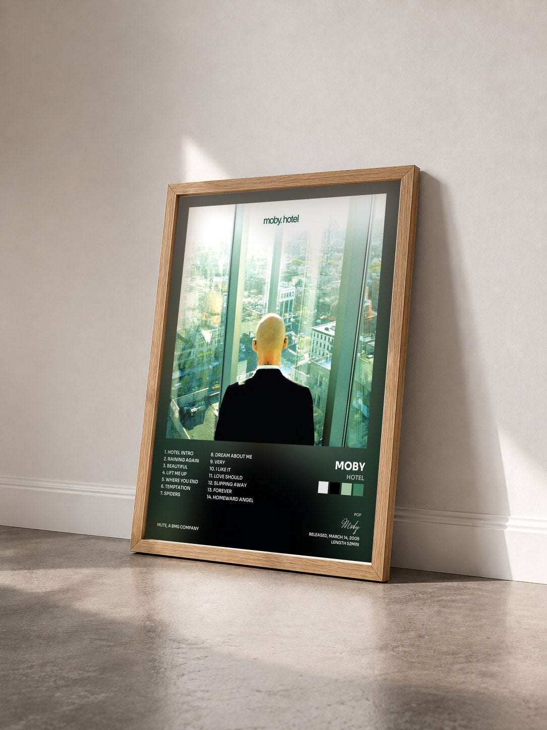 #bois Tableau de l'album Hotel de Moby vu de trois quarts, cadre en bois brut