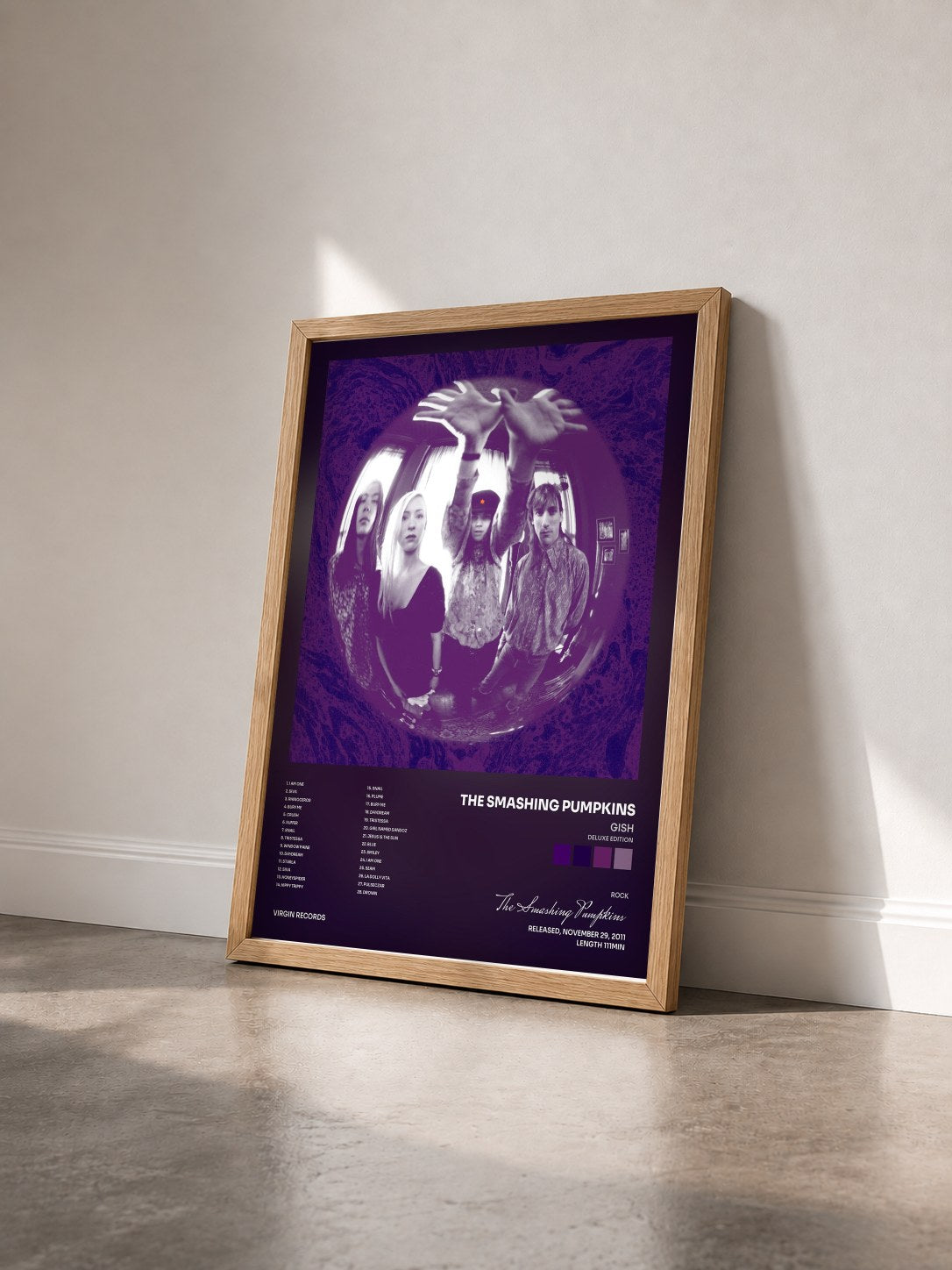 #bois Tableau de l'album Gish (Deluxe Edition) de The Smashing Pumpkins vu de trois quarts, cadre en bois brut