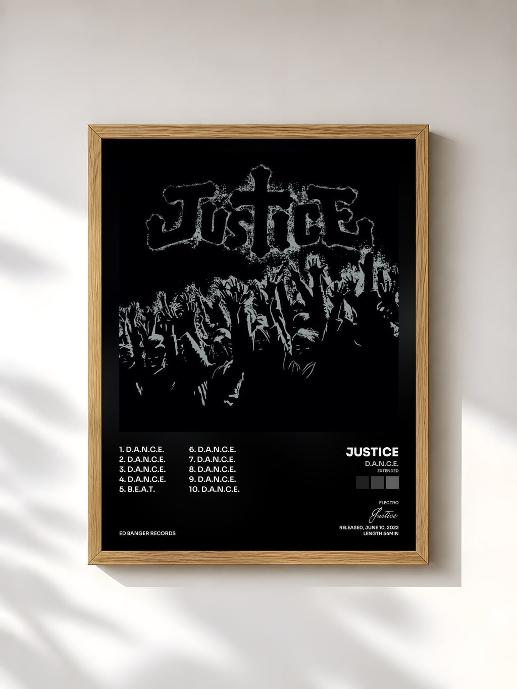 #bois Tableau de l'album D.A.N.C.E. (Extended) de Justice, cadre en bois brut, imprimé et encadré en France