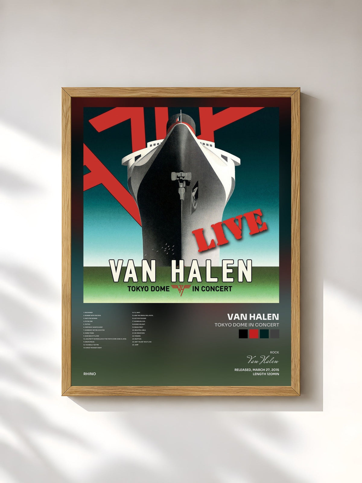 #bois Tableau de l'album Tokyo Dome in Concert de Van Halen, cadre en bois brut, imprimé et encadré en France
