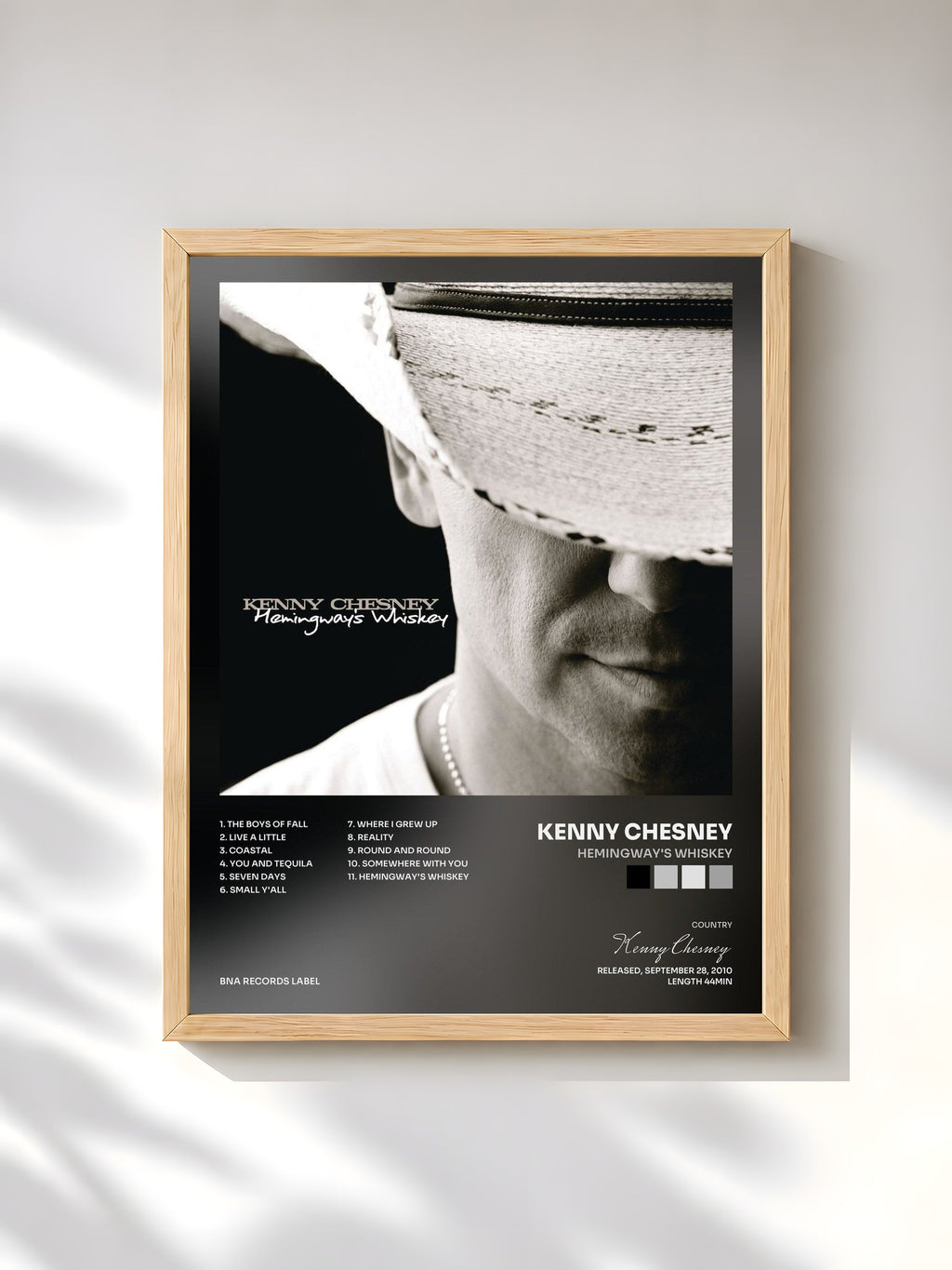 #bois Tableau de l'album Hemingway's Whiskey de Kenny Chesney, cadre en bois brut, imprimé et encadré en France