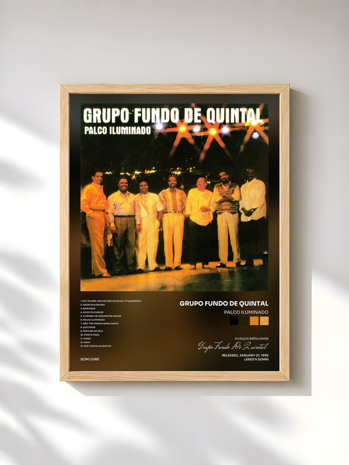 #bois Tableau de l'album Palco Iluminado de Grupo Fundo De Quintal, cadre en bois brut, imprimé et encadré en France