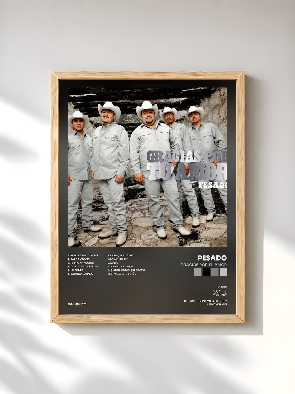 #bois Tableau de l'album Gracias por tu amor de Pesado, cadre en bois brut, imprimé et encadré en France