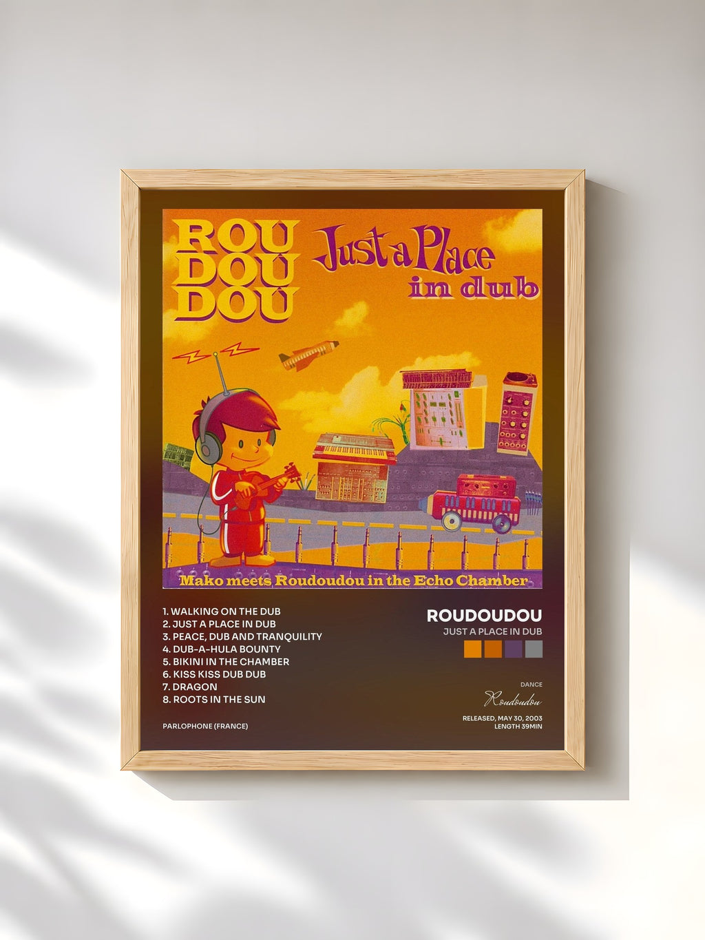 #bois Tableau de l'album Just a Place in Dub de Roudoudou, cadre en bois brut, imprimé et encadré en France