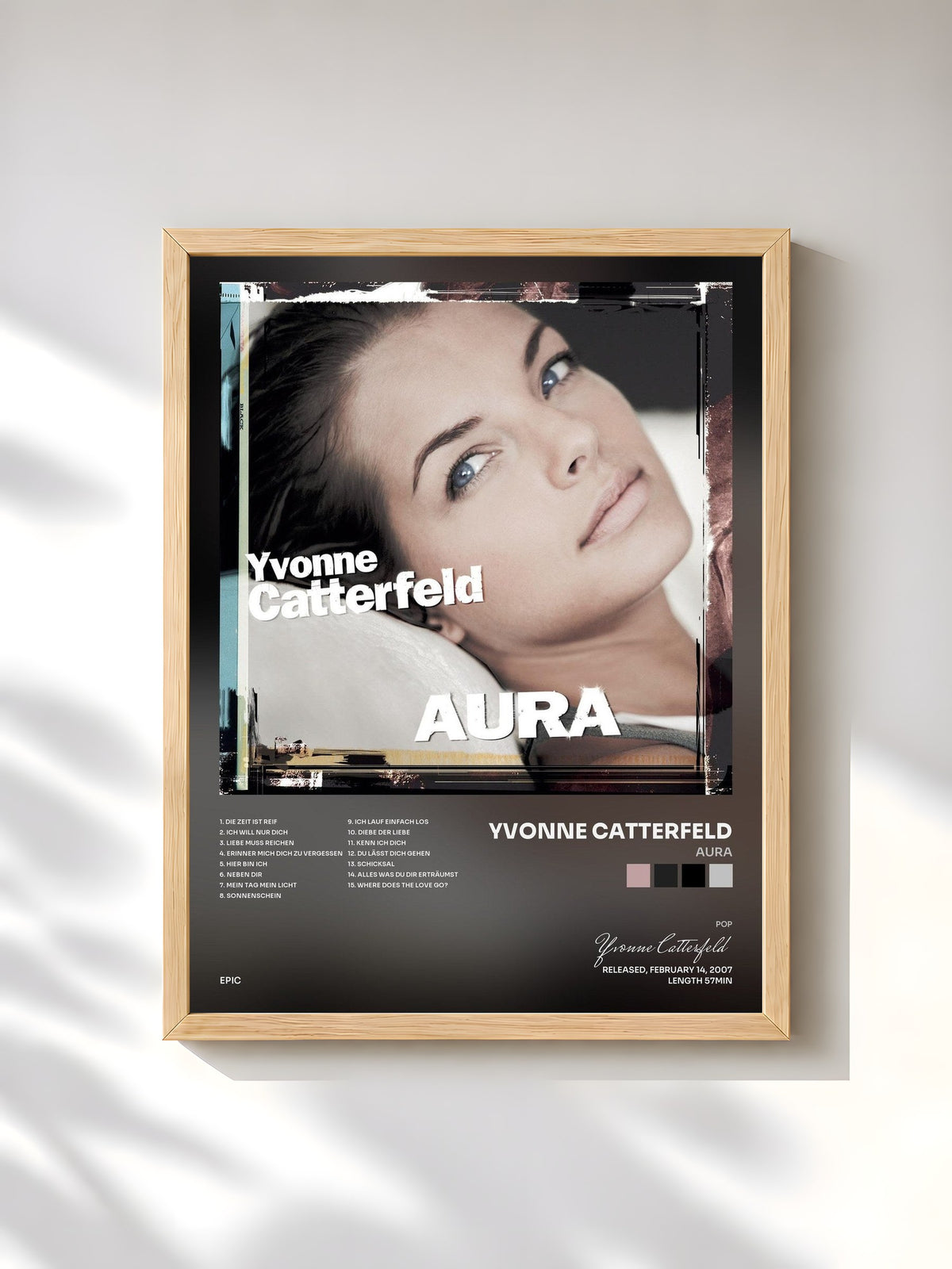 #bois Tableau de l'album Aura de Yvonne Catterfeld, cadre en bois brut, imprimé et encadré en France