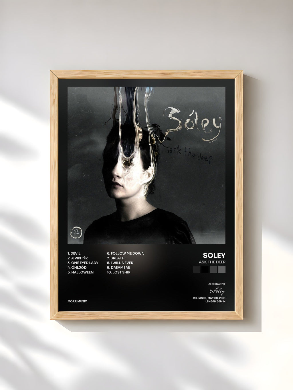 #bois Tableau de l'album Ask the Deep de Soley, cadre en bois brut, imprimé et encadré en France