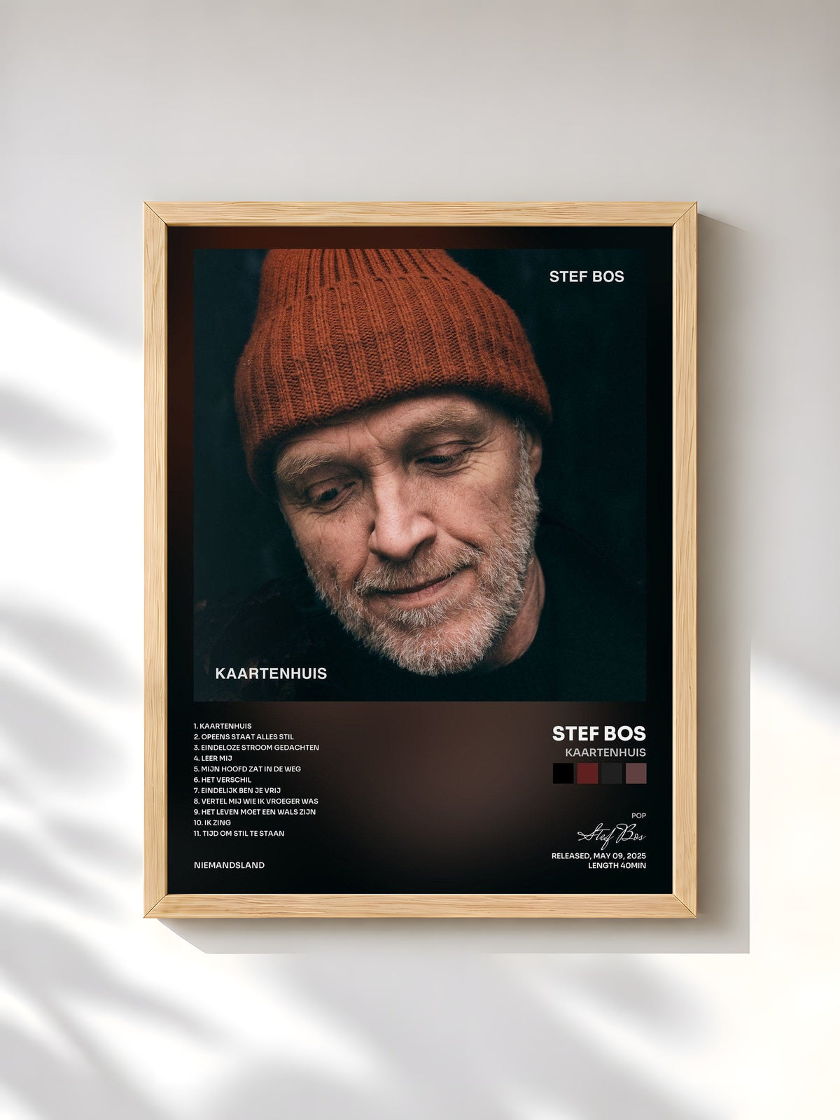 #bois Tableau de l'album Kaartenhuis de Stef Bos, cadre en bois brut, imprimé et encadré en France
