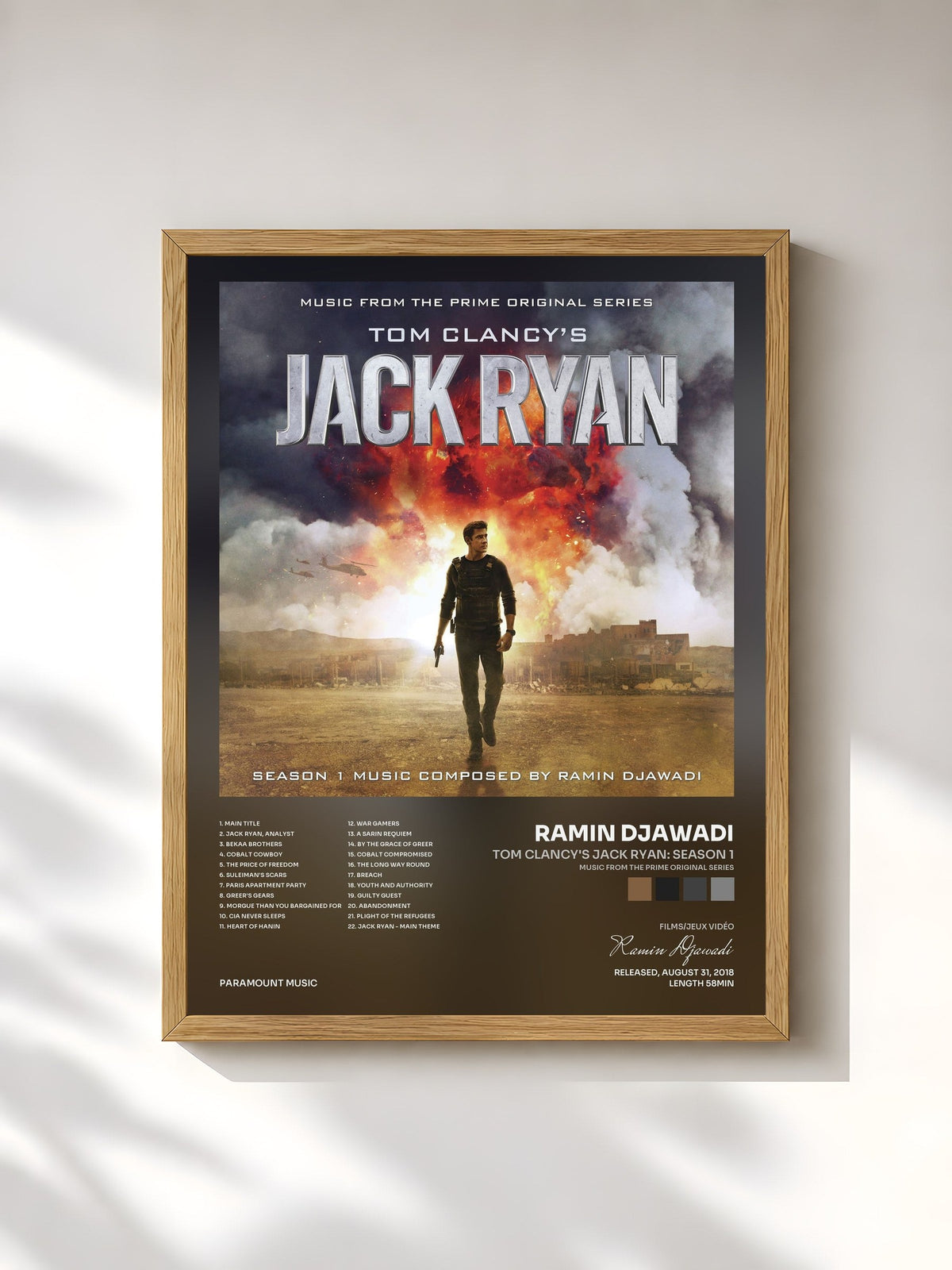 #bois Tableau de l'album Tom Clancy's Jack Ryan: Season 1 (Music from the Prime Original Series) de Ramin Djawadi, cadre en bois brut, imprimé et encadré en France
