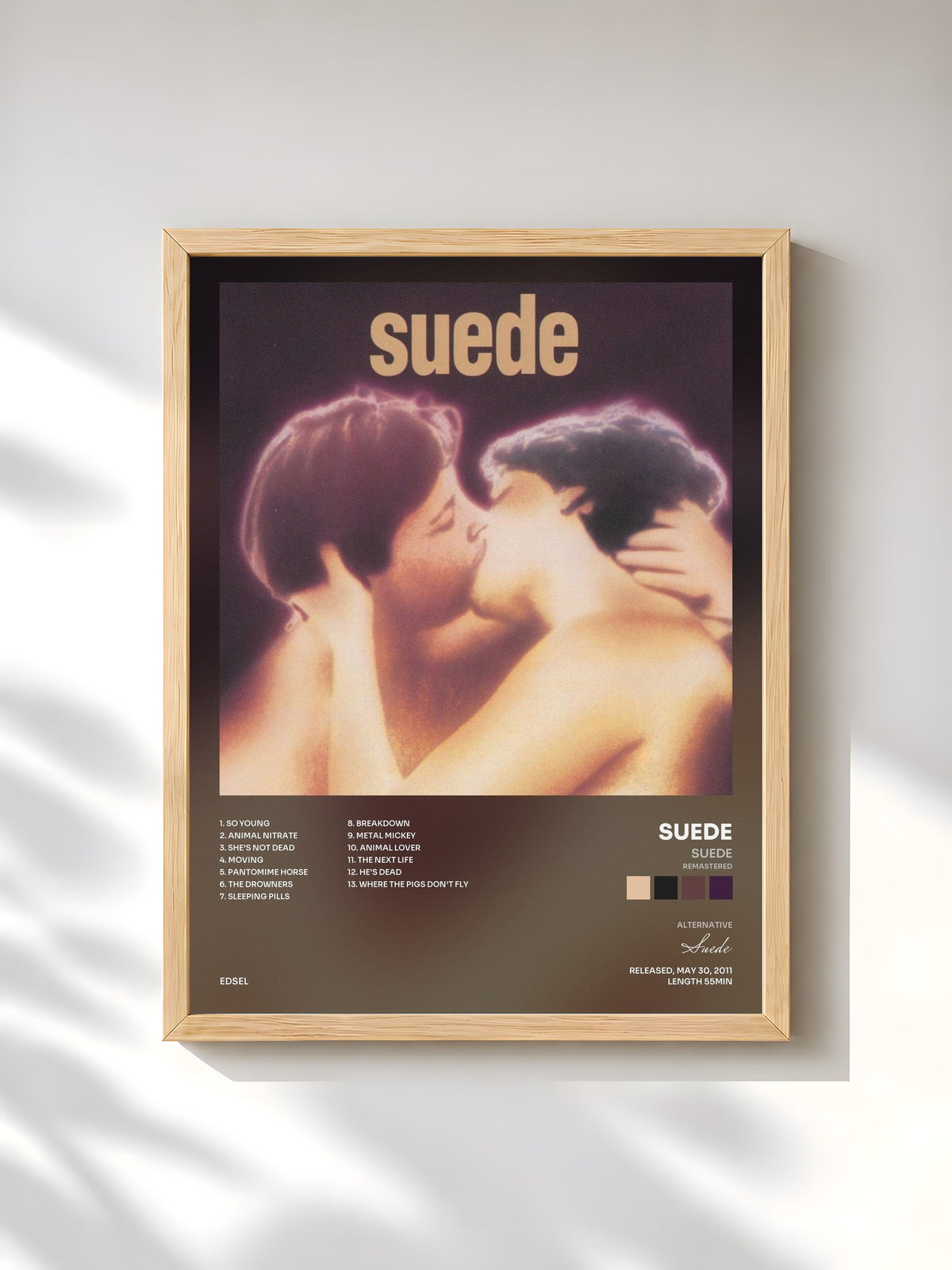 #bois Tableau de l'album Suede (Remastered) de Suede, cadre en bois brut, imprimé et encadré en France