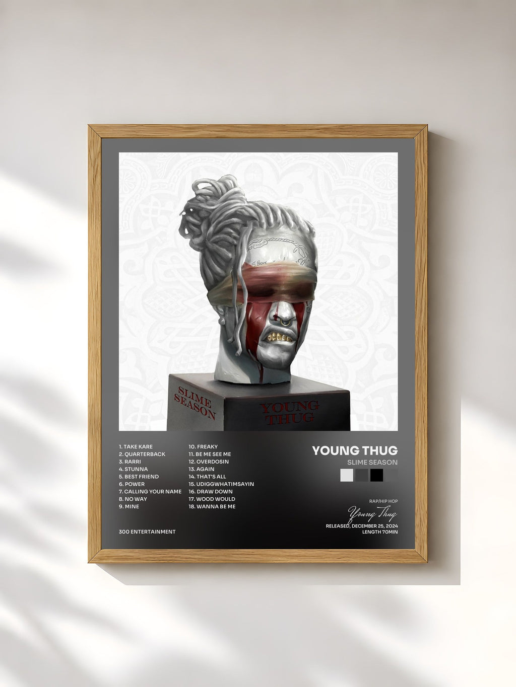 #bois Tableau de l'album Slime Season de Young Thug, cadre en bois brut, imprimé et encadré en France