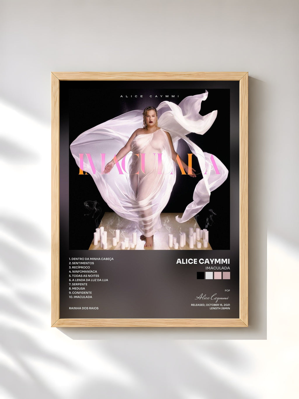 #bois Tableau de l'album Imaculada de Alice Caymmi, cadre en bois brut, imprimé et encadré en France