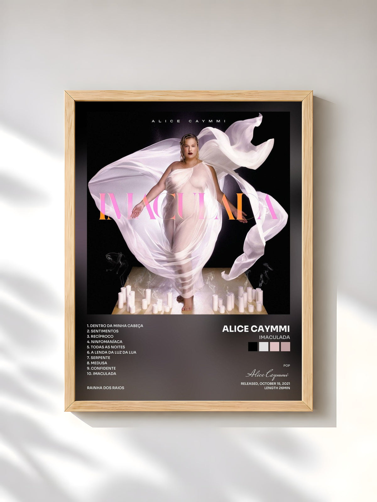 #bois Tableau de l'album Imaculada de Alice Caymmi, cadre en bois brut, imprimé et encadré en France