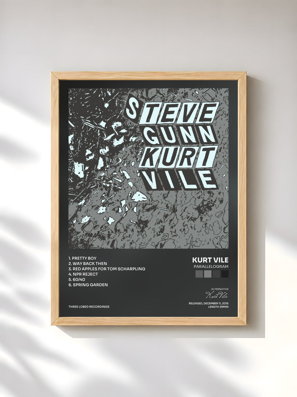 #bois Tableau de l'album Parallelogram de Kurt Vile, cadre en bois brut, imprimé et encadré en France
