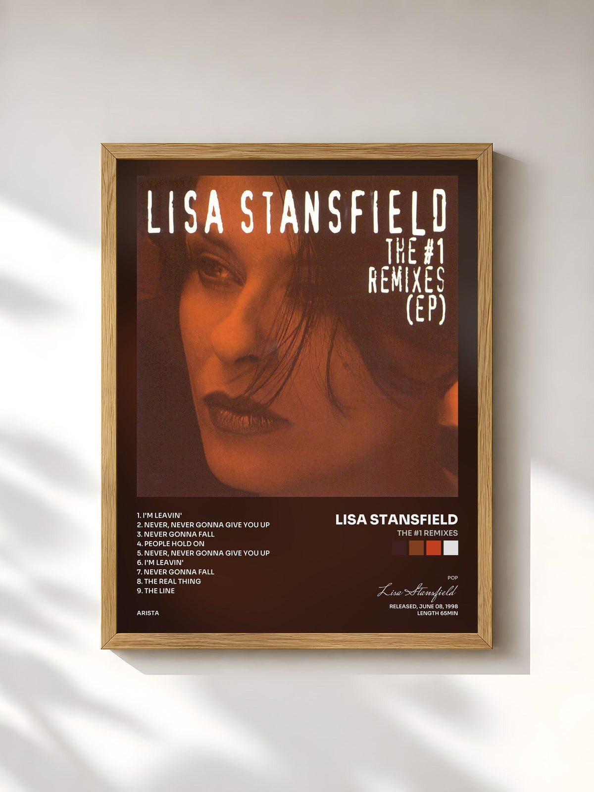 #bois Tableau de l'album The #1 Remixes de Lisa Stansfield, cadre en bois brut, imprimé et encadré en France