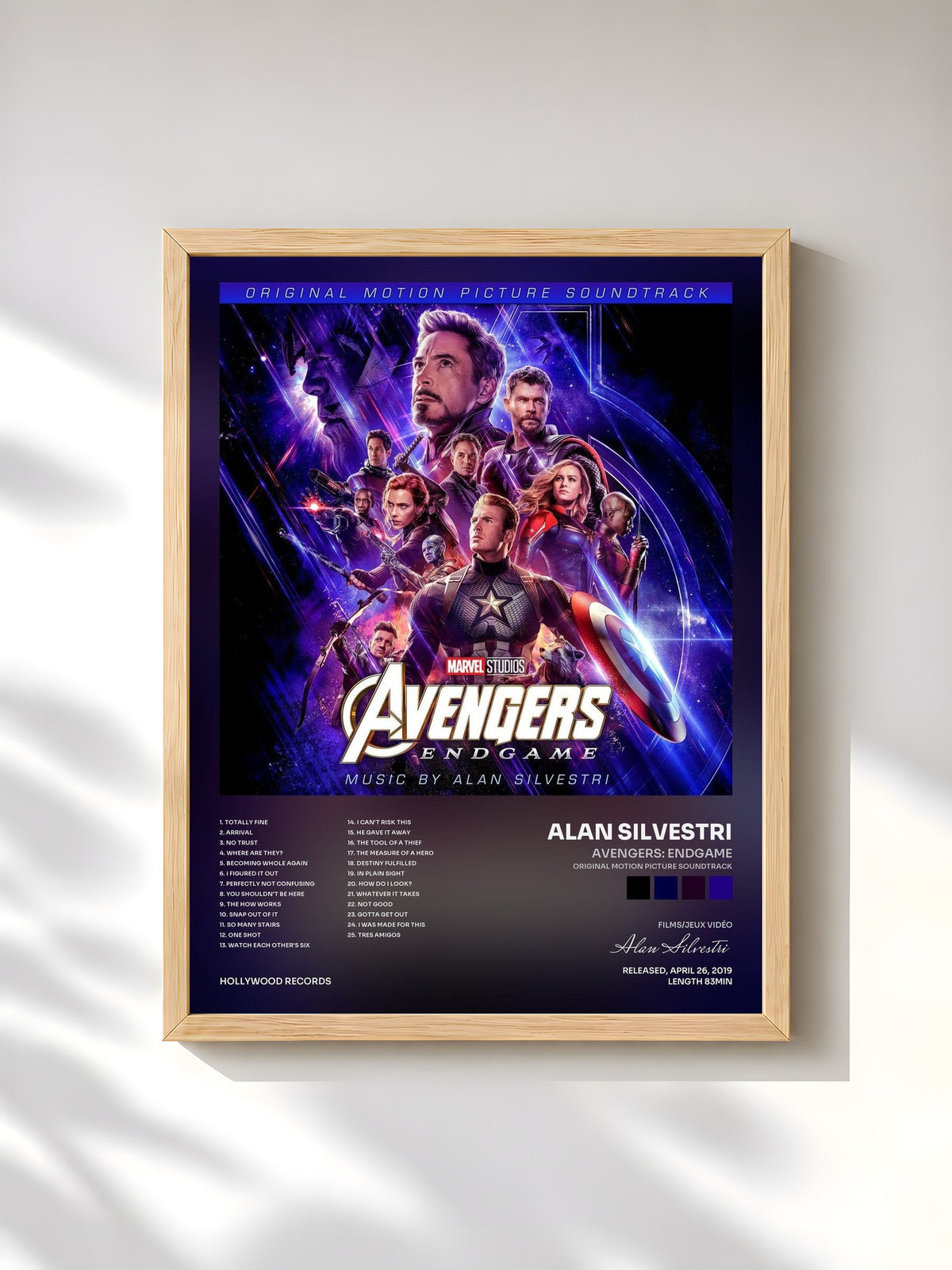 #bois Tableau de l'album Avengers: Endgame (Original Motion Picture Soundtrack) de Alan Silvestri, cadre en bois brut, imprimé et encadré en France