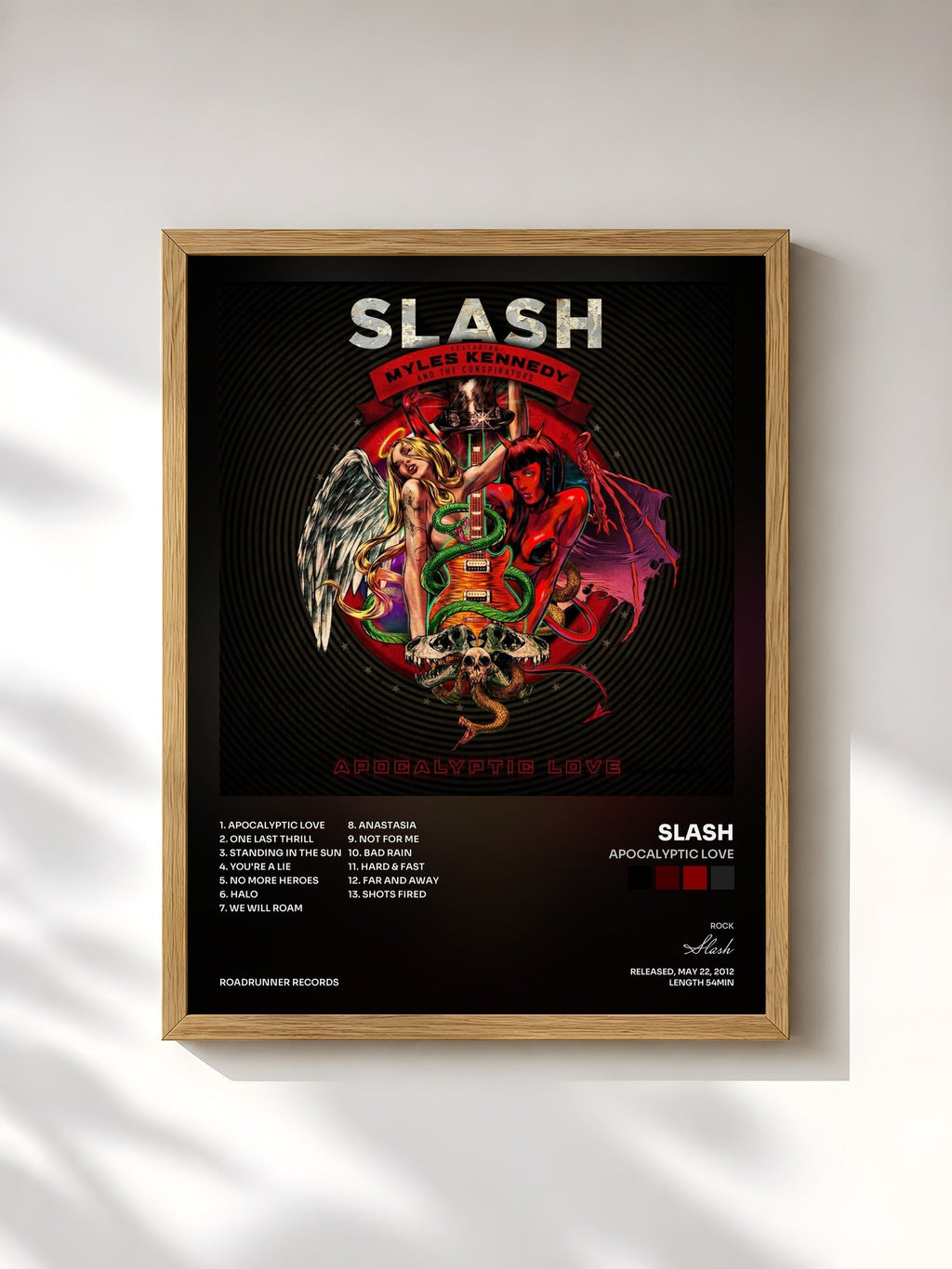 #bois Tableau de l'album Apocalyptic Love de Slash, cadre en bois brut, imprimé et encadré en France