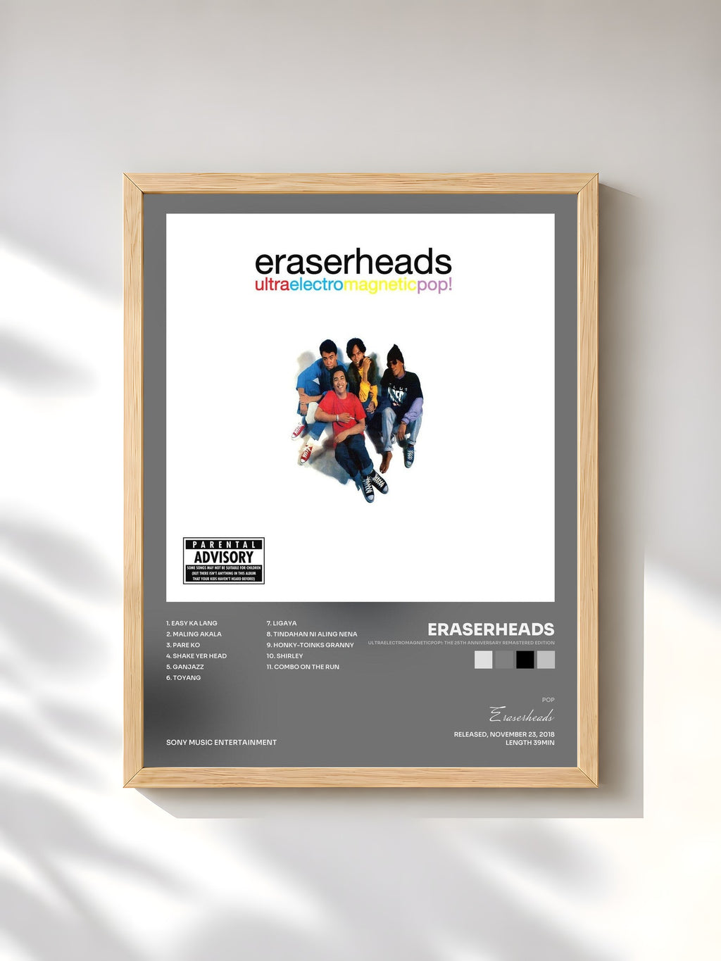 #bois Tableau de l'album Ultraelectromagneticpop!: The 25th Anniversary Remastered Edition de Eraserheads, cadre en bois brut, imprimé et encadré en France