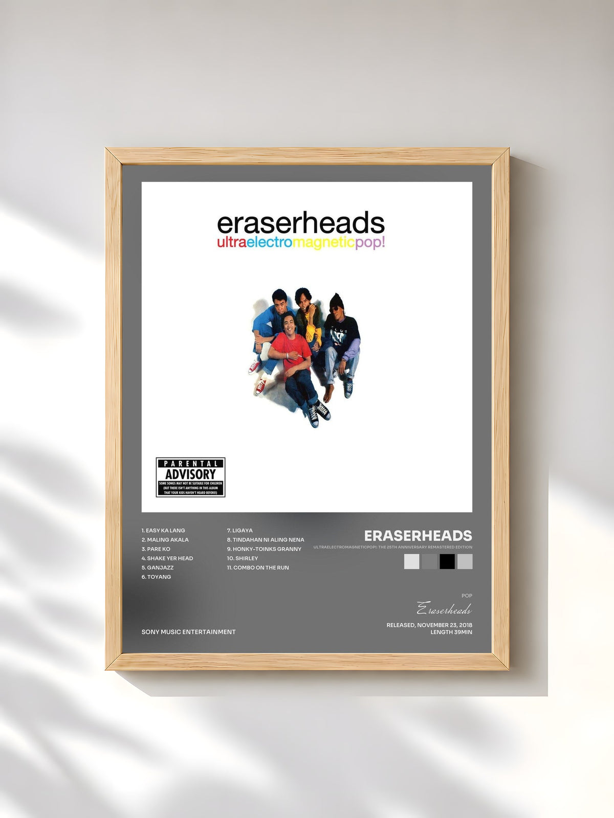 #bois Tableau de l'album Ultraelectromagneticpop!: The 25th Anniversary Remastered Edition de Eraserheads, cadre en bois brut, imprimé et encadré en France