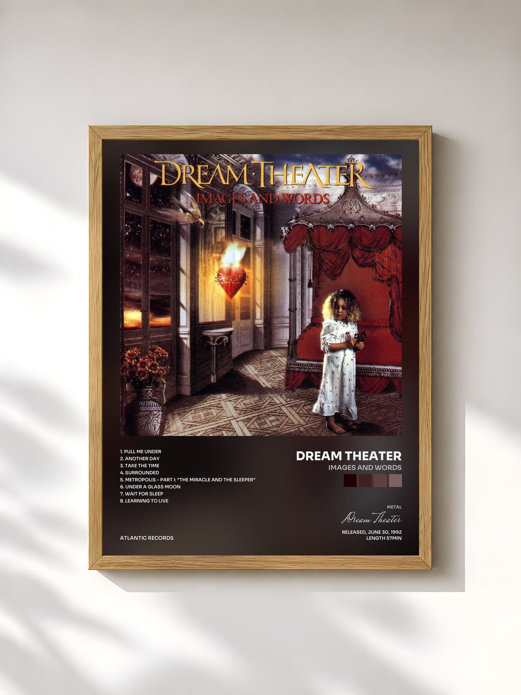 #bois Tableau de l'album Images and Words de Dream Theater, cadre en bois brut, imprimé et encadré en France