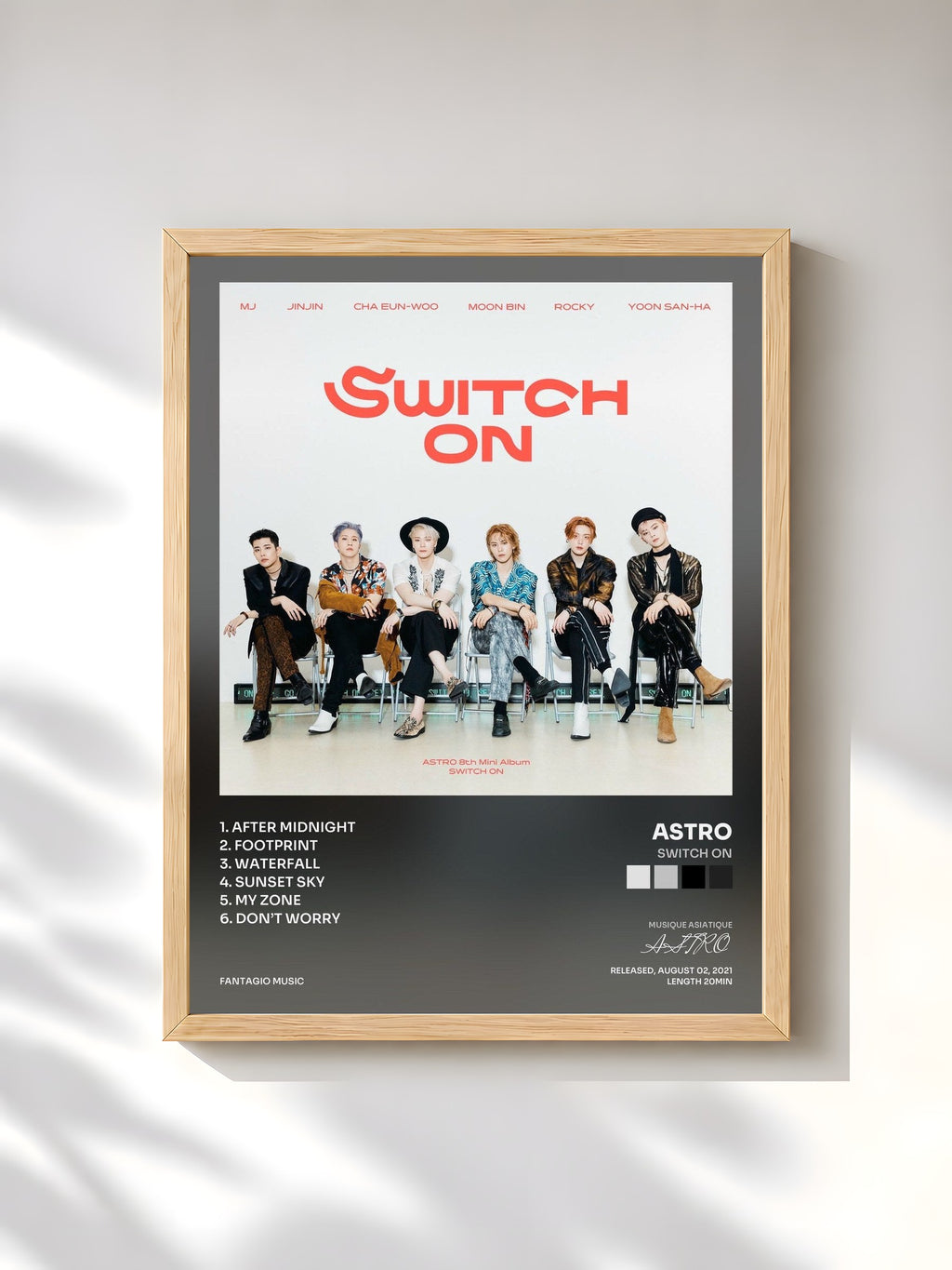 #bois Tableau de l'album SWITCH ON de ASTRO, cadre en bois brut, imprimé et encadré en France