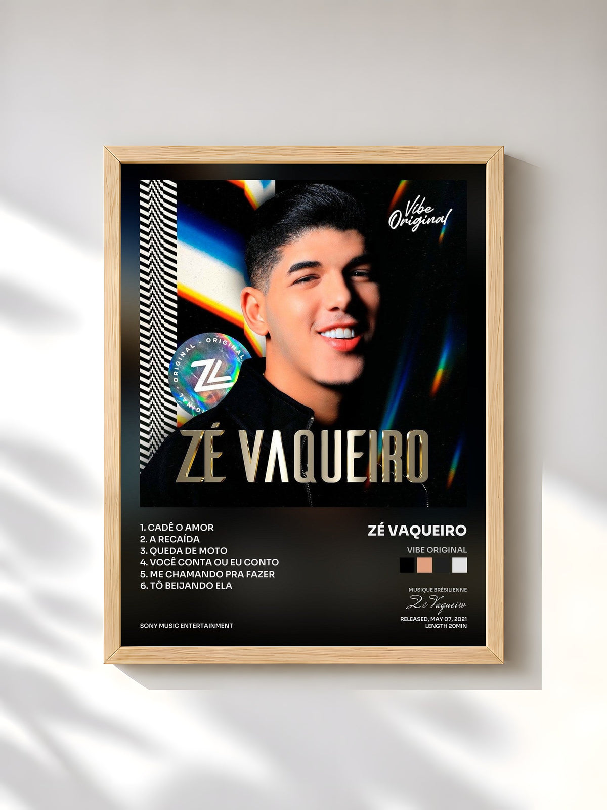 #bois Tableau de l'album Vibe Original de Zé Vaqueiro, cadre en bois brut, imprimé et encadré en France