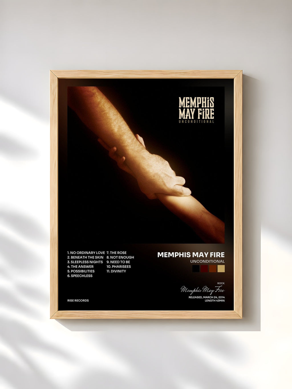 #bois Tableau de l'album Unconditional de Memphis May Fire, cadre en bois brut, imprimé et encadré en France