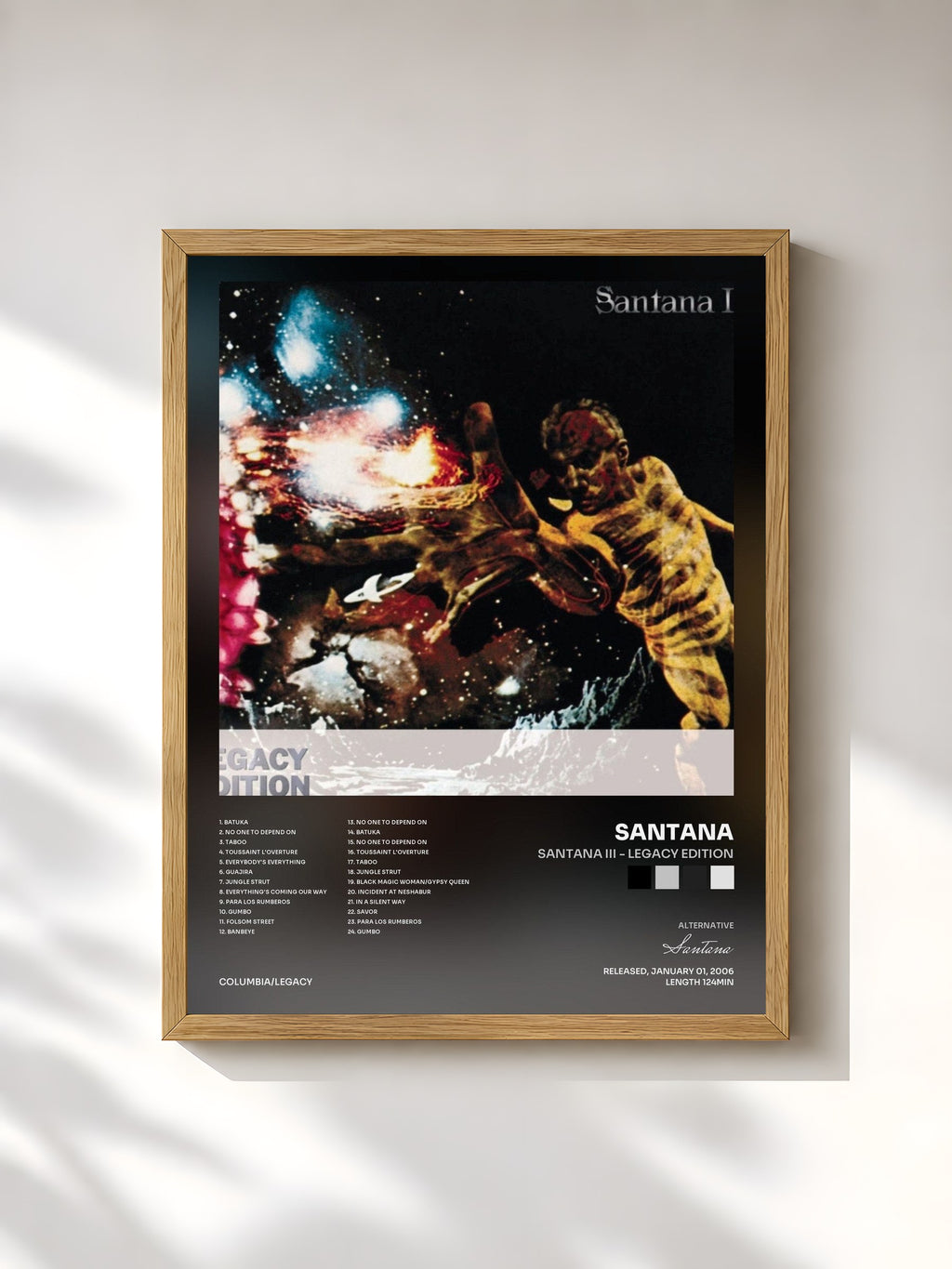 #bois Tableau de l'album Santana III - Legacy Edition de Santana, cadre en bois brut, imprimé et encadré en France