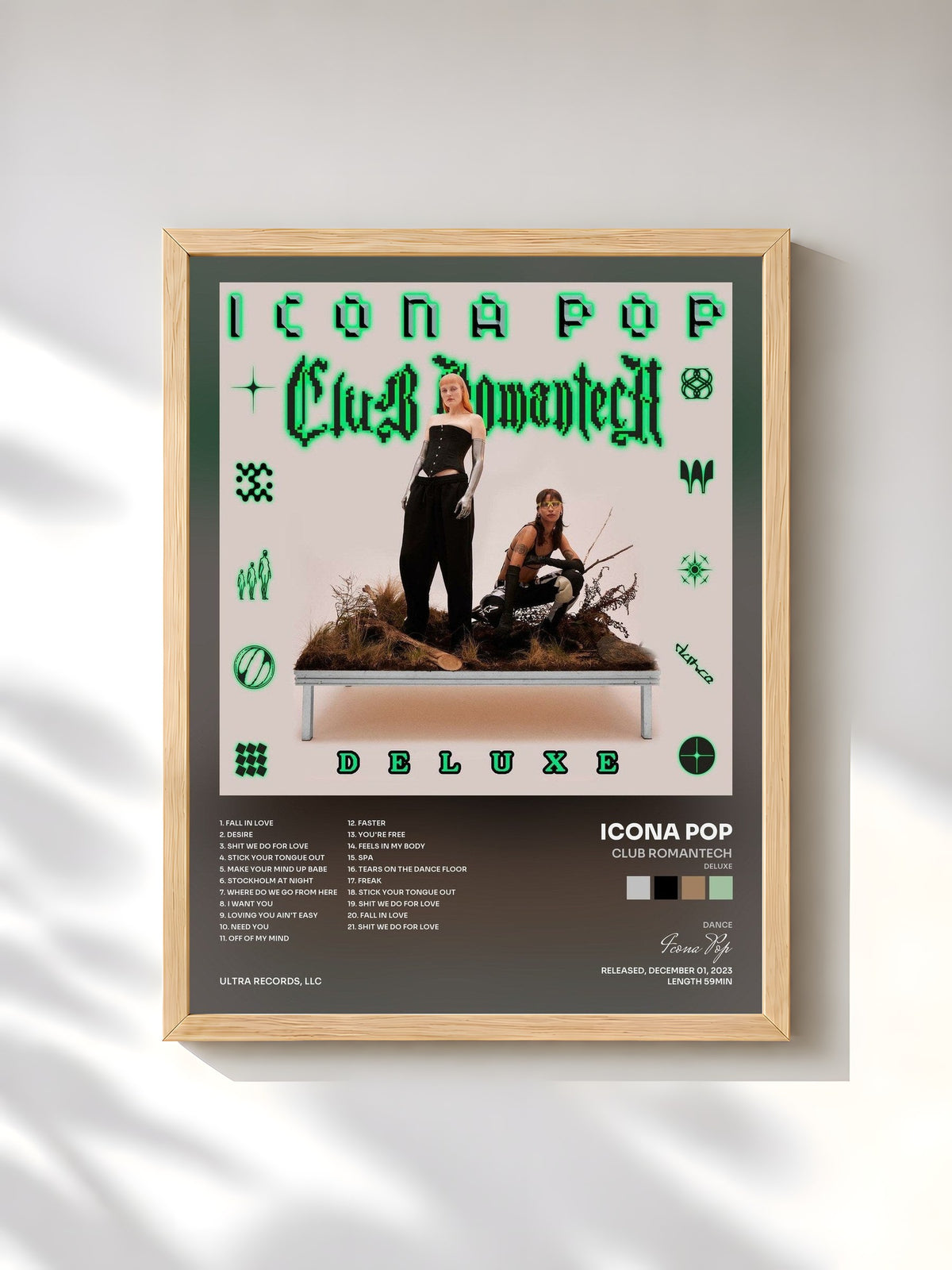 #bois Tableau de l'album Club Romantech (Deluxe) de Icona Pop, cadre en bois brut, imprimé et encadré en France