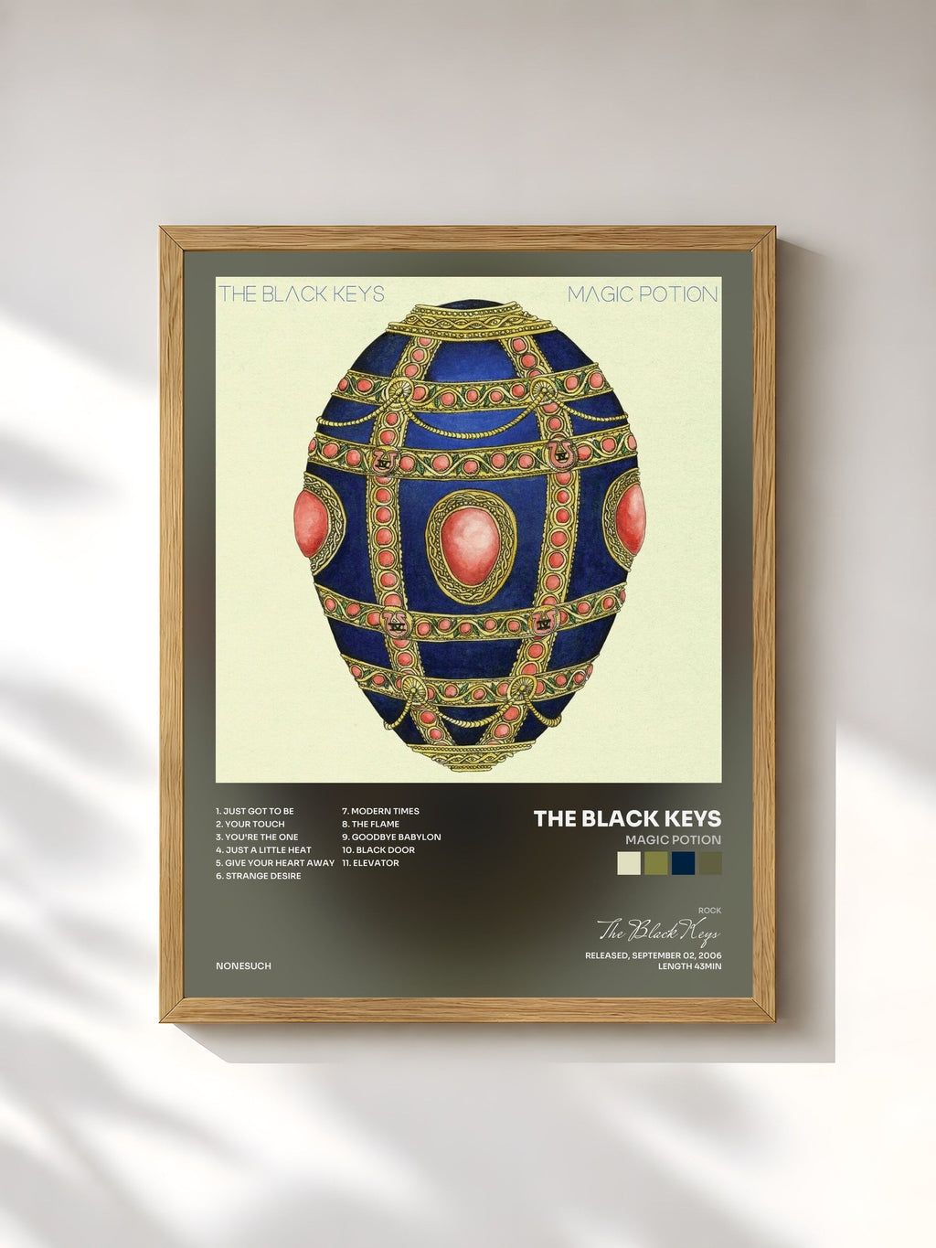 #bois Tableau de l'album Magic Potion de The Black Keys, cadre en bois brut, imprimé et encadré en France