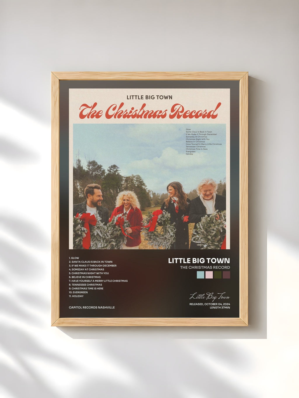 #bois Tableau de l'album The Christmas Record de Little Big Town, cadre en bois brut, imprimé et encadré en France