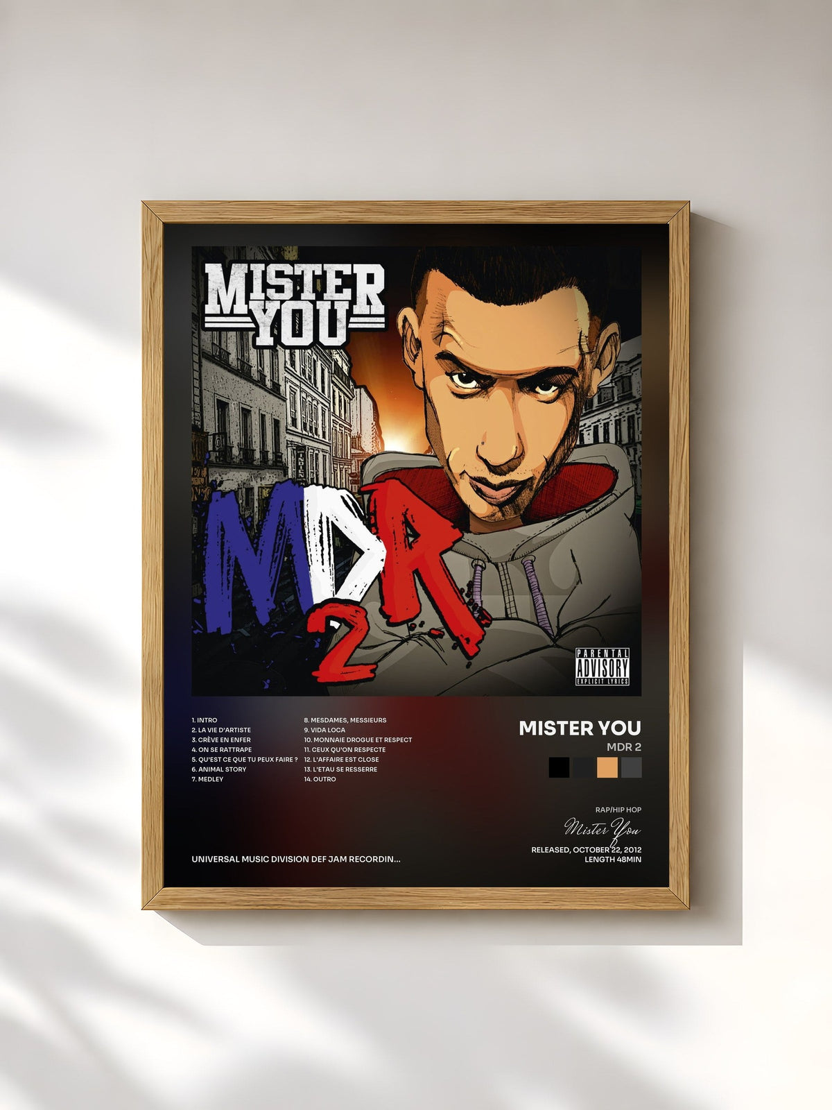 #bois Tableau de l'album MDR 2 de Mister You, cadre en bois brut, imprimé et encadré en France