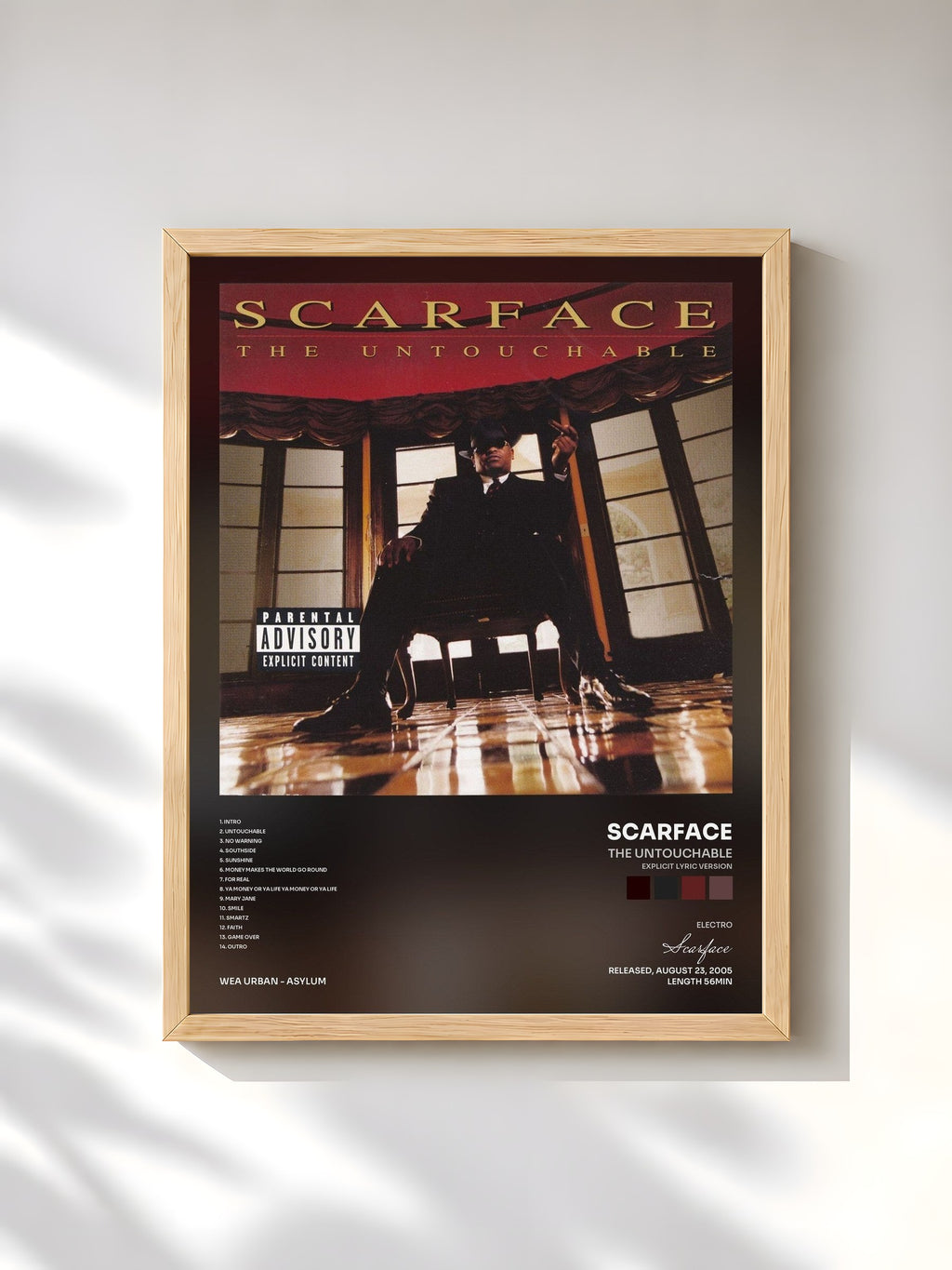 #bois Tableau de l'album The Untouchable (Explicit Lyric Version) de Scarface, cadre en bois brut, imprimé et encadré en France