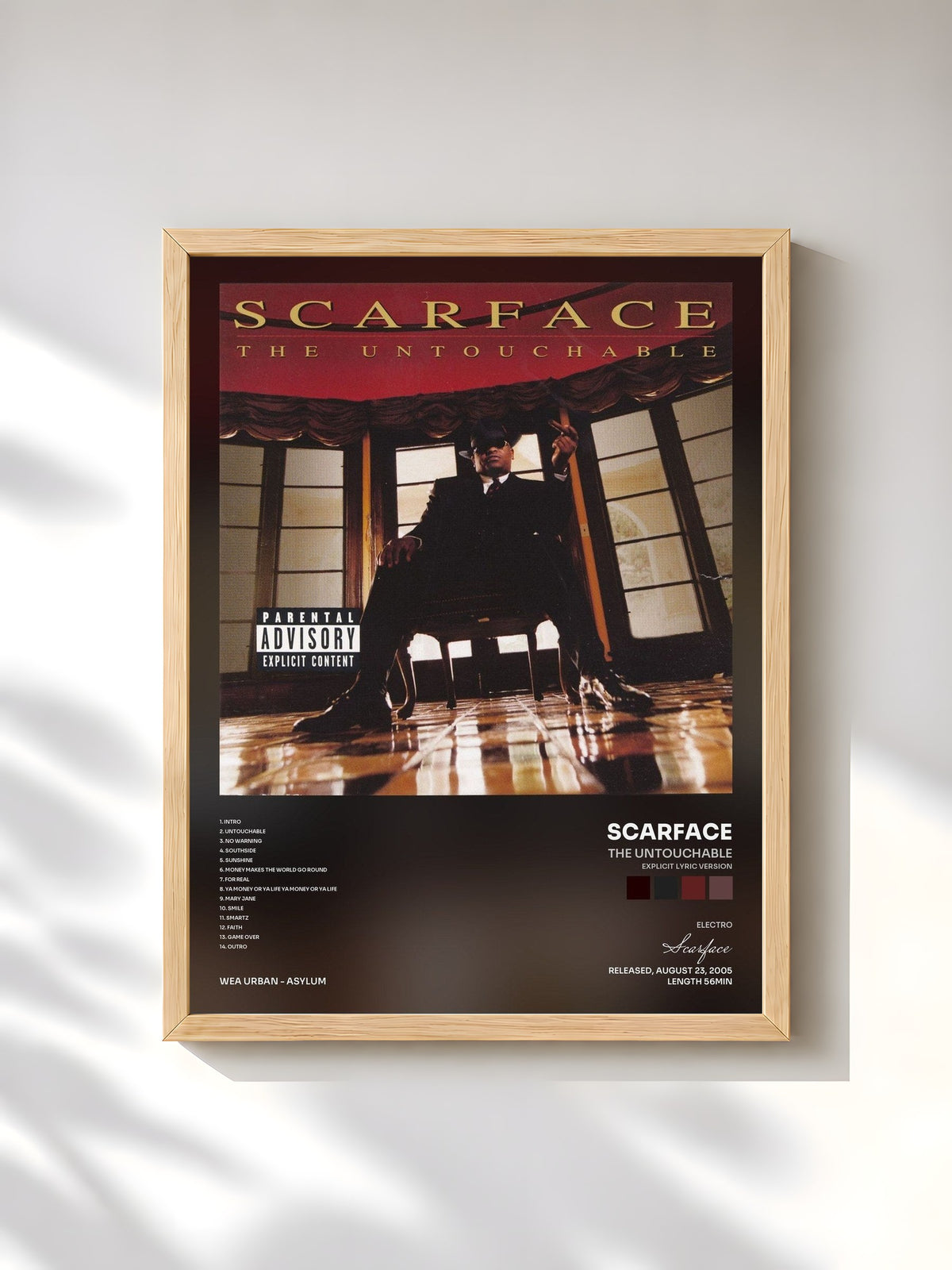 #bois Tableau de l'album The Untouchable (Explicit Lyric Version) de Scarface, cadre en bois brut, imprimé et encadré en France