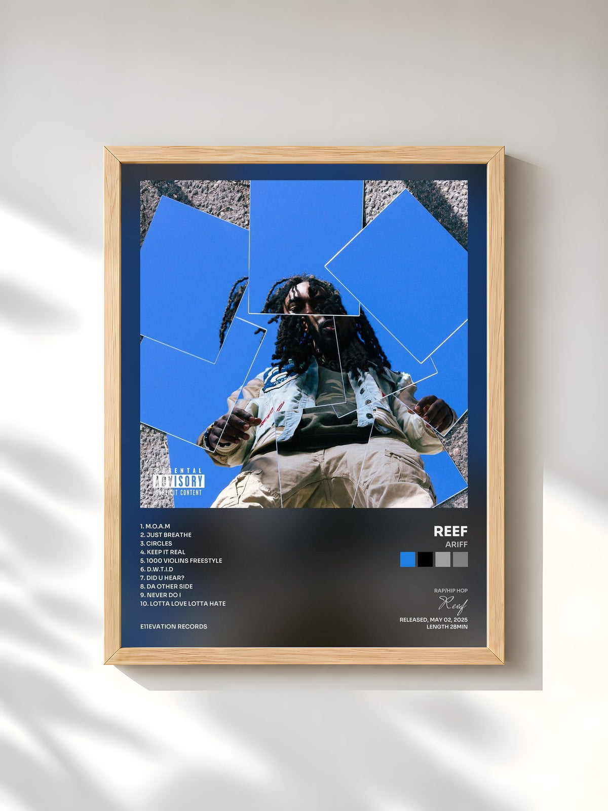#bois Tableau de l'album ARIFF de Reef, cadre en bois brut, imprimé et encadré en France
