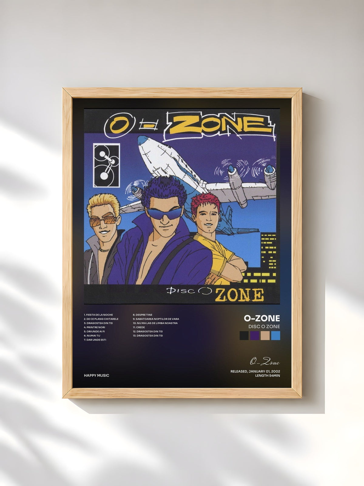 #bois Tableau de l'album Disc o zone de O-Zone, cadre en bois brut, imprimé et encadré en France