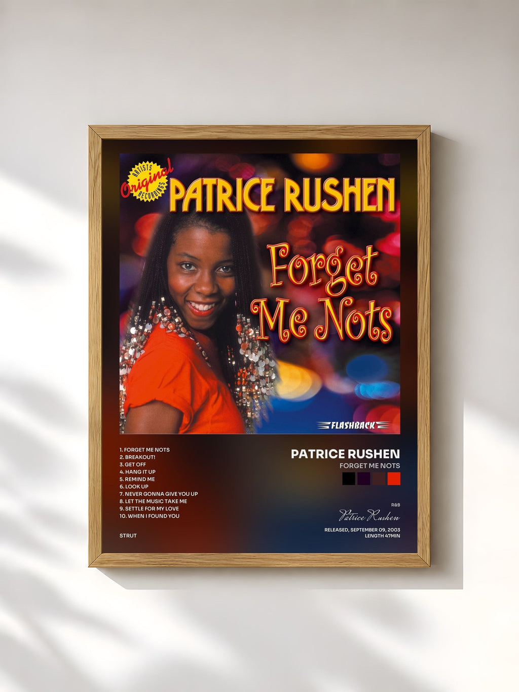 #bois Tableau de l'album Forget Me Nots de Patrice Rushen, cadre en bois brut, imprimé et encadré en France